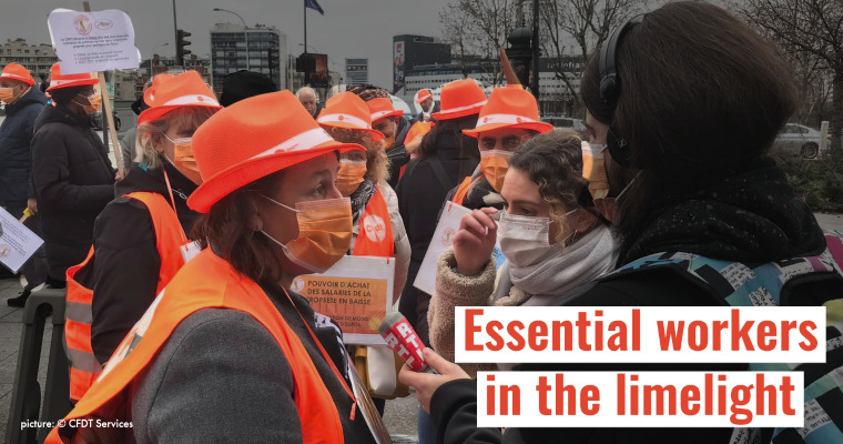 Essential workers mobilising in Paris