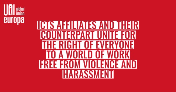 Les affiliés de l'ICTS et leurs homologues s'unissent pour le droit de chacun à un monde du travail exempt de violence et de harcèlement