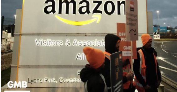 Amazon-Beschäftigte aus Italien, Deutschland und den USA schließen sich GMB-Streikenden in Coventry, UK, an
